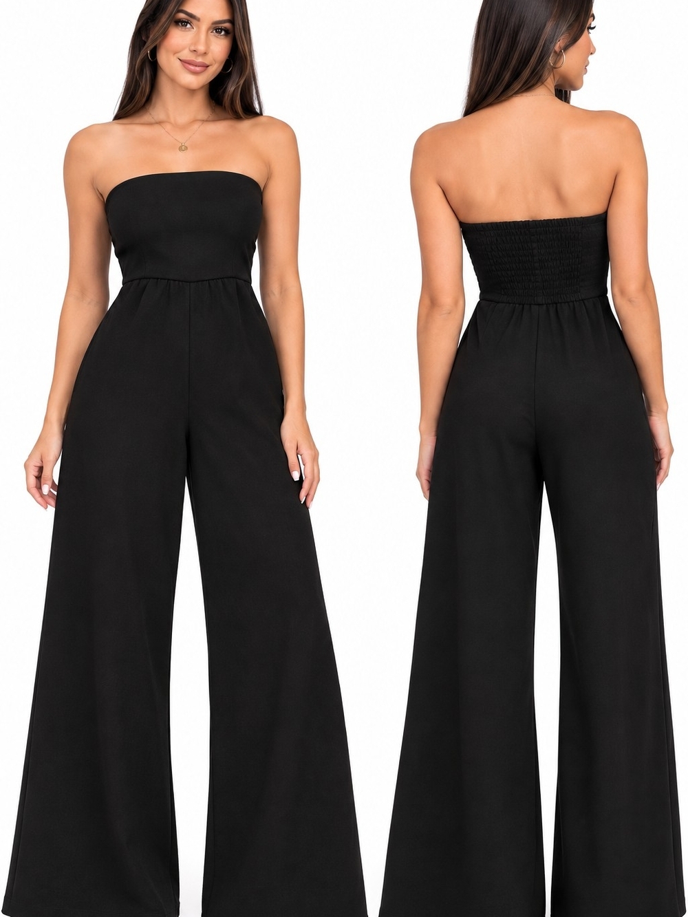 Justify Strapless Wide-Leg Jumpsuit in Black